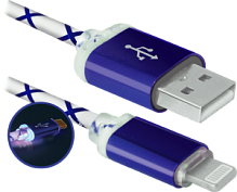 Купить  defender кабель ach03-03lt голубой, led, usb-lightning 1м в интернет-магазине АБСМАРКЕТ!
